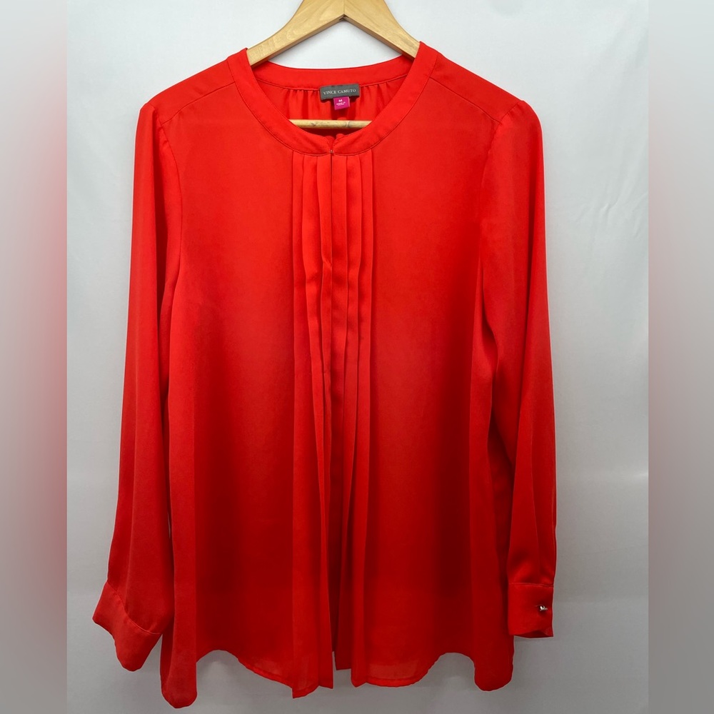 Vince Camuto Blouse Orange Long Sleeve Classic Style Size Medium!